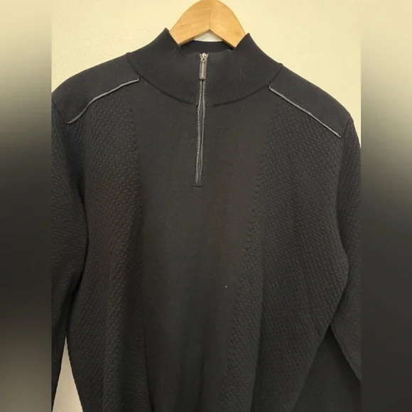 トップス ferrante / half zip wool knit sweater M Ferrante Quarter Zip Pullover Black Sweater Merino WoolMen's